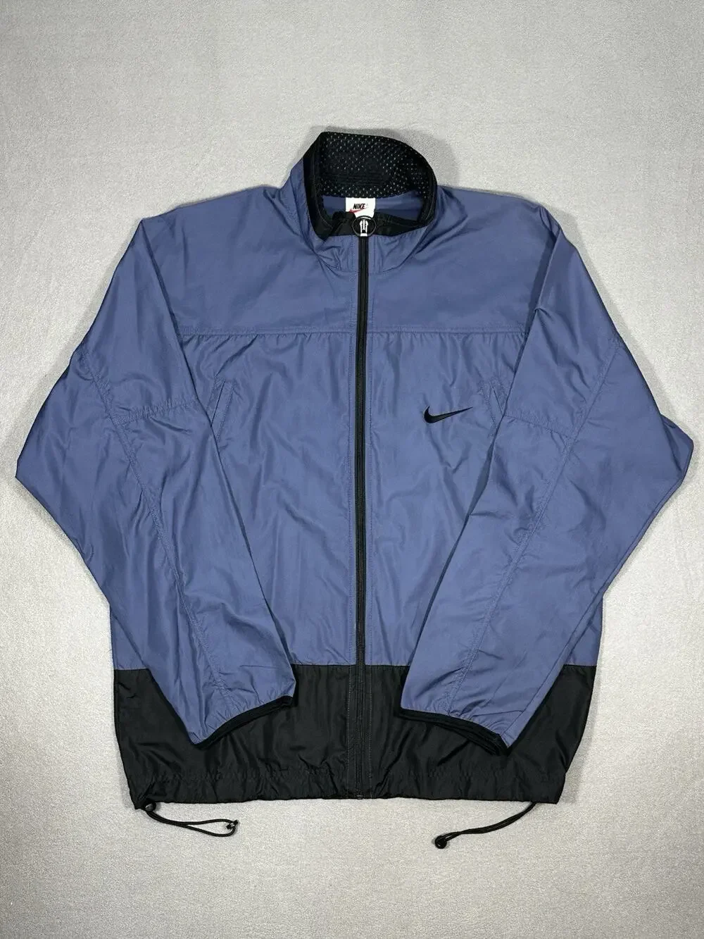 Vintage Nike Men’s Blue Black Full Zip Windbreaker Jacket Mesh Lined M